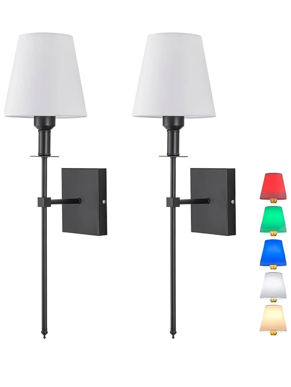 Battery Operated Wall Sconces Set of 2 Remote Control Dimmable Black 25 in New